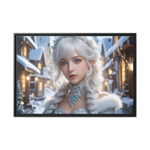 Snow White Girl Christmas Gaming Matte Canvas - Black Pinewood Frame Printify