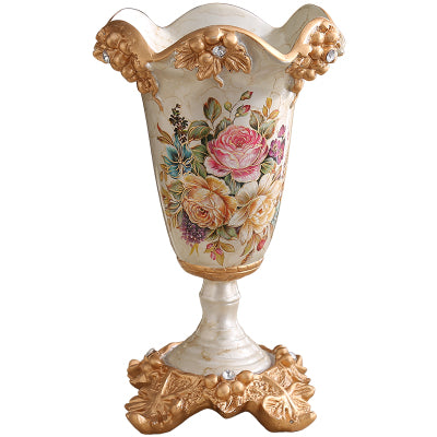 European Style Diamond High Vase – Handmade Resin Decor for Living Room (16x26 cm)