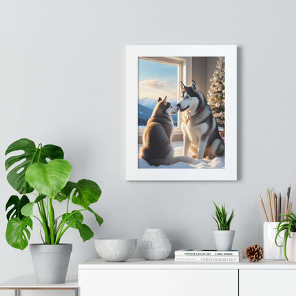 Sustainable Holiday Husky Vertical Wall Art Print