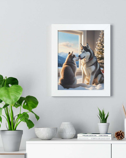 Sustainable Holiday Husky Vertical Wall Art Print