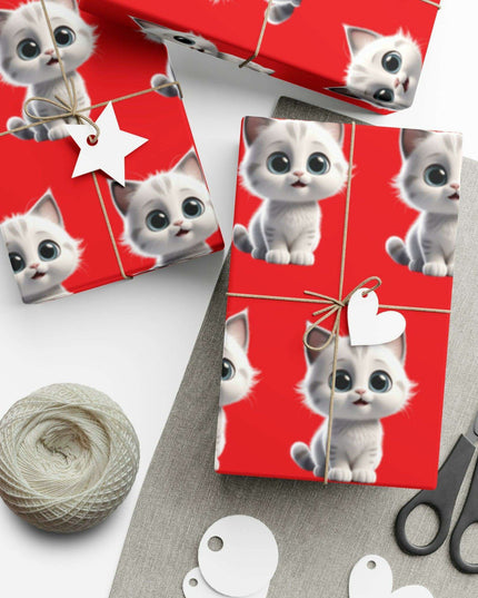 Customized Cat-Inspired Eco-Conscious Gift Wrapping Paper Set in Three Sizes