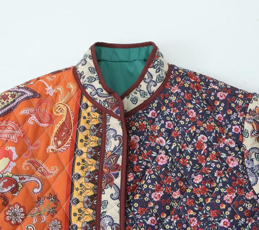 Vintage Print Women's Cotton Padded Jacket - Ultimate Winter Elegance