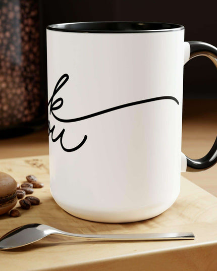 Elegant Two-Tone Ceramic Coffee Mugs - 15oz from the Elite Enigma Collection