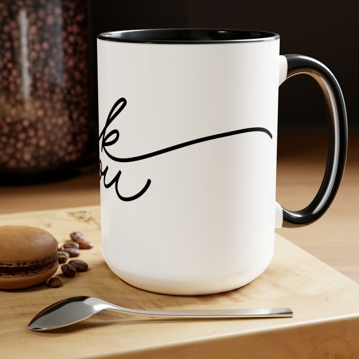 Elite Enigma Collection: 15oz Ceramic Coffee Mugs with Two-Tone Design