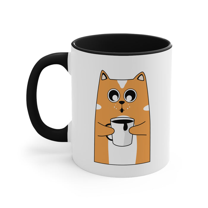 Colorful Cat Ceramic Coffee Mug - Custom Two-Tone Design (11oz)