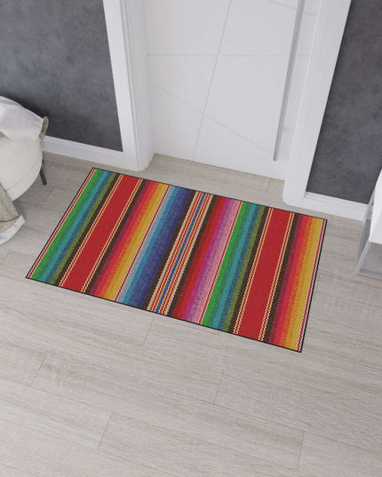 Elegant Vintage Luxe Ethnic Floor Mat with Chic Black Trim