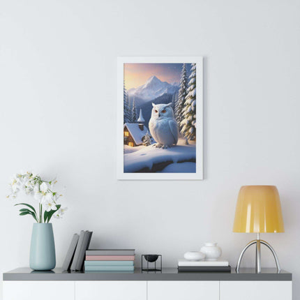 Sustainable Winter Owl Framed Wall Art: Elegant Eco-Friendly Decor for Your Home