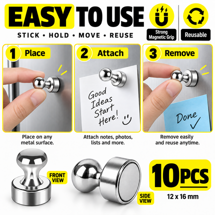Super Strong Neodymium Magnet Pushpins - 1 to 50 Pcs Set