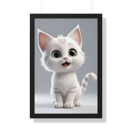 Elegant Feline Vertical Art Poster - Eco-Friendly Framed Design