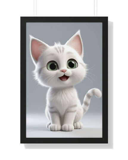 Elegant Feline Vertical Art Poster - Eco-Friendly Framed Design