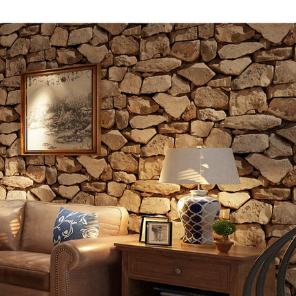 Peekaboo Studio Retro 3D Brick Pattern Solid Stone Wallpaper - Durable