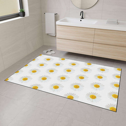 Chic Chamomile Personalized Area Rug with Modern Black Edging and Vibrant Designs