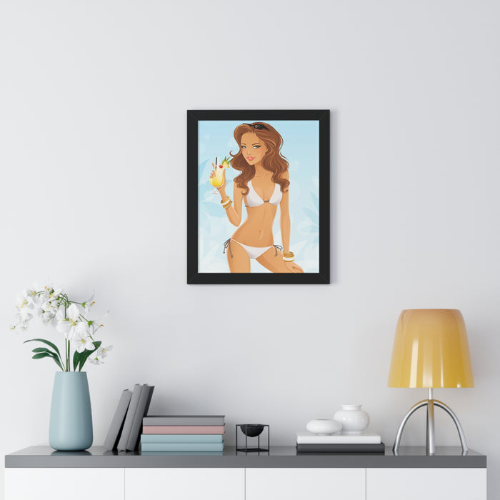 Tropical Vacation Framed Vertical Poster
