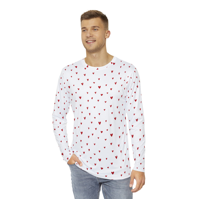 Valentine Red Heart Men's Long Sleeve Shirt - Elevate Your Style with Exclusivity