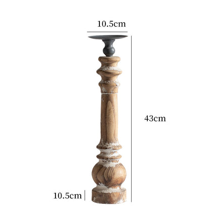 American Retro Nostalgic Solid Wood Candle Holder Ornaments
