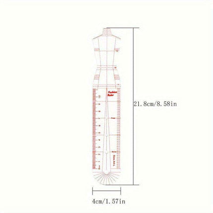 Fashion Designer's Acrylic Sketch Ruler - Ultimate Guide for Human Figure and Garment Designs