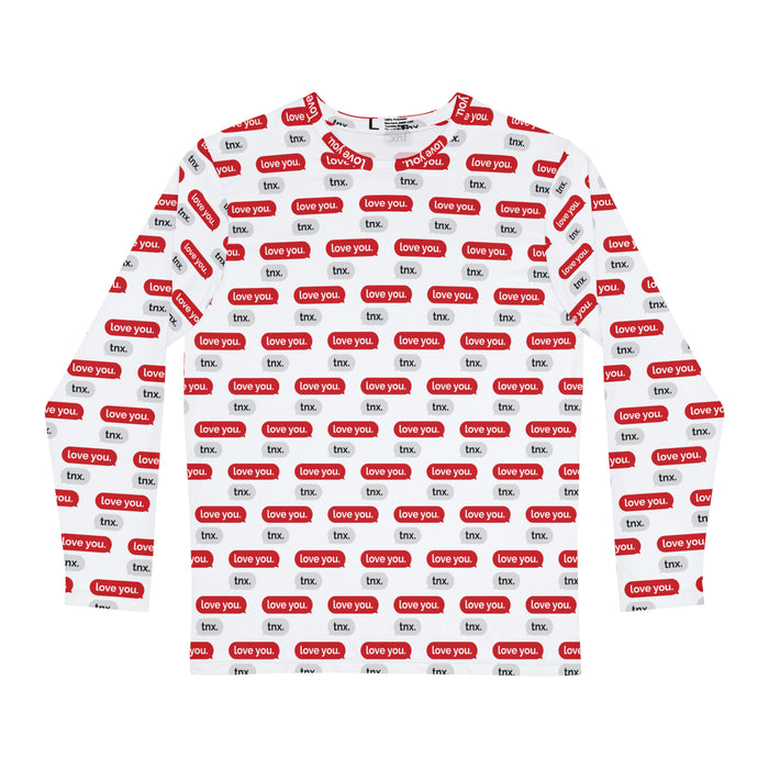Valentine LOVE text Men's Long Sleeve Shirt - Elevate Your Style with Exclusivity