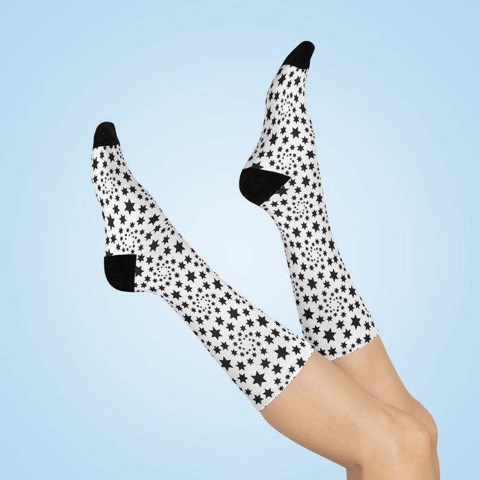 Comfortable Unisex Crew Socks with Stylish Cushioning - Fits All Sizes
