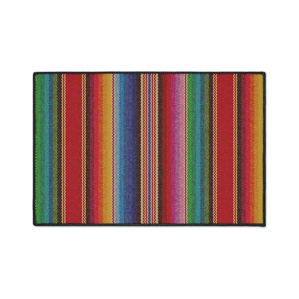 Elegant Vintage Luxe Ethnic Floor Mat with Chic Black Trim