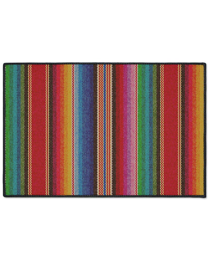 Elegant Vintage Luxe Ethnic Floor Mat with Chic Black Trim