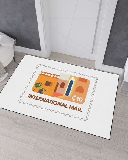 Elegant Vintage Stamp Area Rug with Safety-Enhanced Non-Slip Base