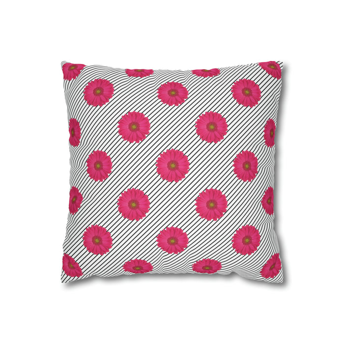 Pink daisies floral spring decorative cushion cover