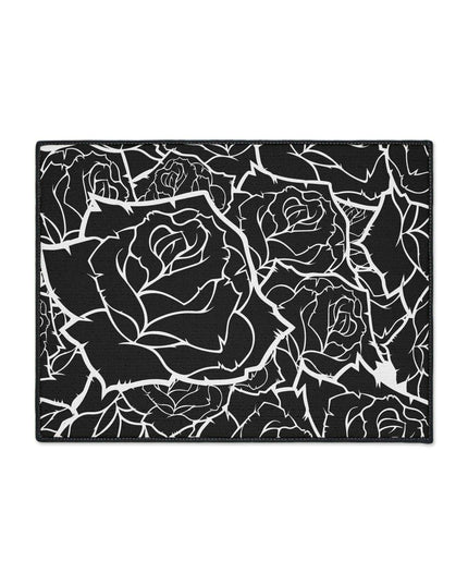 Customizable Elegant Black and White Floral Non-Slip Mat