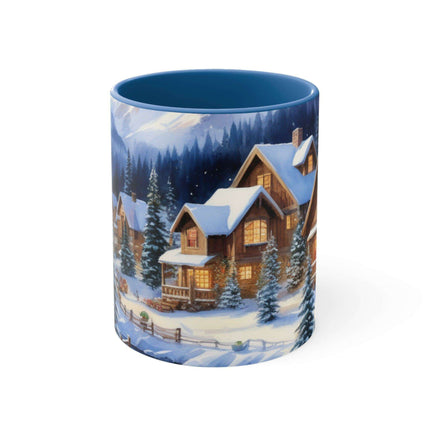 Colorful Holiday Cheer Ceramic Coffee Mug - 11oz Two-Tone Design