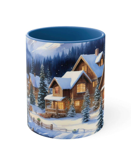 Colorful Holiday Cheer Ceramic Coffee Mug - 11oz Two-Tone Design
