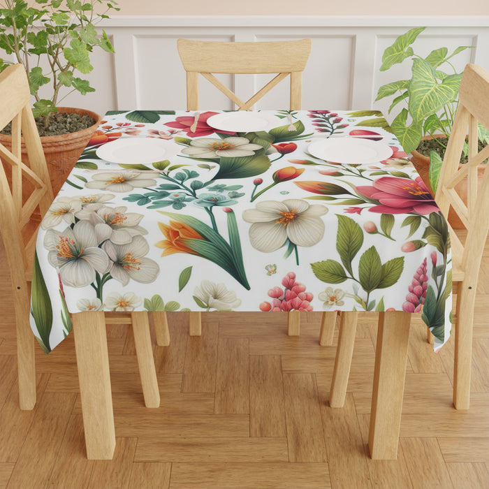 Vibrant Spring Floral Table Cover | 55.1" x 55.1" Soft Polyester Elegance