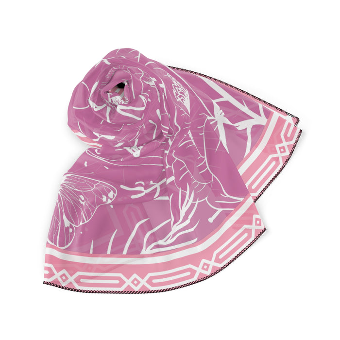 Pink Floral Sheer Poly Scarf - Stylish Airy Print Accessory