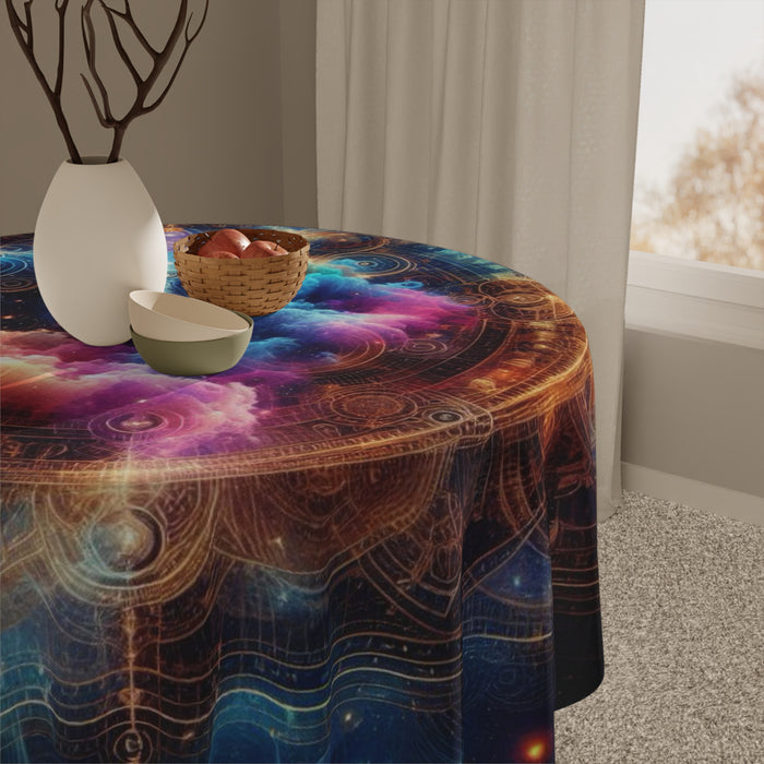 Enigmatic Rainbow Square Tablecloth | Intriguing Polyester Textile