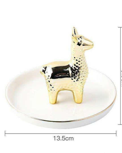 Luxurious Gold Ceramic Jewelry Holder with Hanging Tray