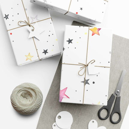 Personalized Luxe Pink Star Holiday Wrapping Paper - Eco-Friendly Premium Quality