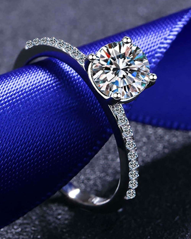 Radiant Elegance: 1 Carat Lab-Created Diamond Ring with Zircon Accents