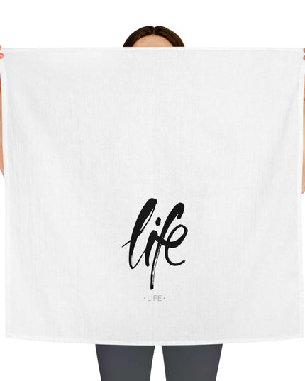 Life Calligraphy Zen Cotton Tea Towel for Stylish Homes