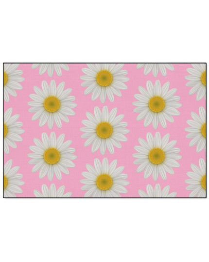 Chic Pink Daisy Personalized Area Rug with Non-Slip Backing - Luxurious Design
