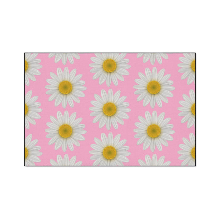 Luxurious Pink Daisies Custom Floor Mat with Non-Slip Backing