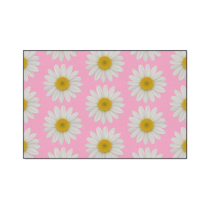 Chic Pink Daisy Personalized Area Rug with Non-Slip Backing - Luxurious Design