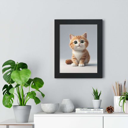Sustainable Chic Cat Art Framed Print for Eco-Friendly Home Decor
