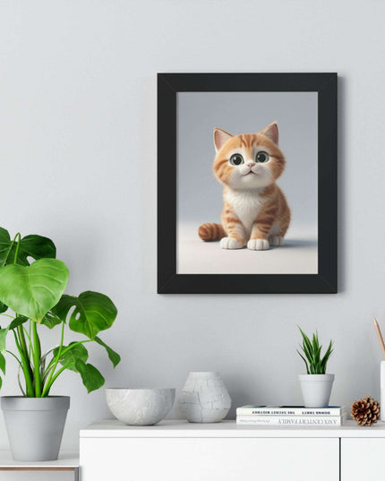 Sustainable Chic Cat Art Framed Print for Eco-Friendly Home Decor