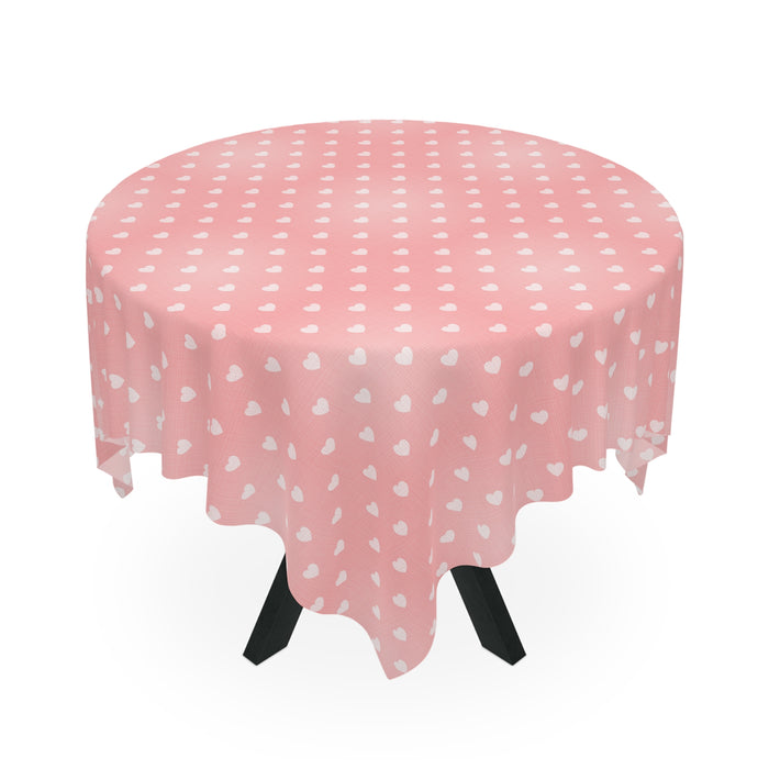 Elegant Pink Valentine Square Tablecloth with Seamless Design