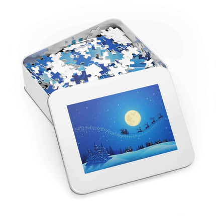 Customizable Family Jigsaw Puzzle Set in Stylish Metal Tin - Made in the USA for Quality Time