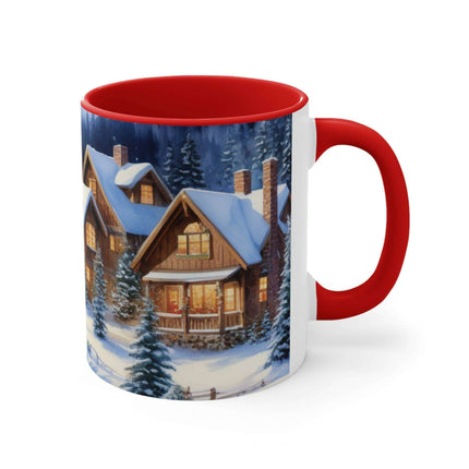 Colorful Holiday Cheer Ceramic Coffee Mug - 11oz Two-Tone Design