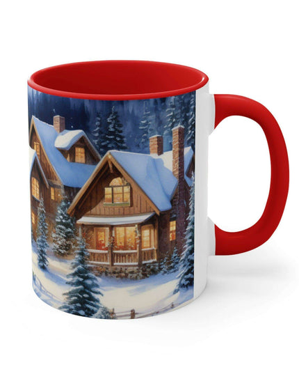 Colorful Holiday Cheer Ceramic Coffee Mug - 11oz Two-Tone Design