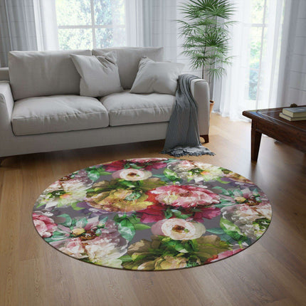 Vibrant Chenille Round Rug - Colorful Graphics & Luxe Comfort