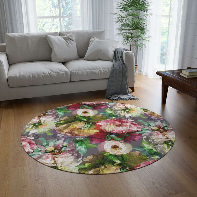 Vibrant Chenille Round Rug - Colorful Graphics & Luxe Comfort