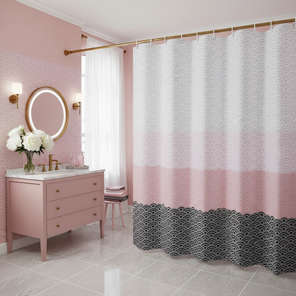 Gradient Wave Waterproof Shower Curtain | Mildew-Proof, 6 Sizes