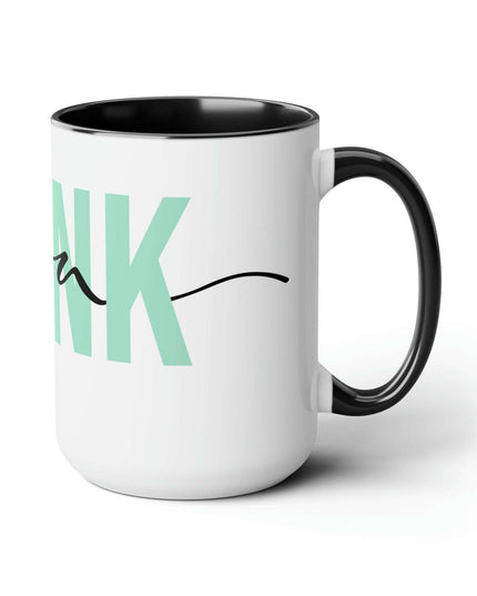 Elegant Duo of Glossy Two-Tone Ceramic Coffee Mugs - Premium Set of 2