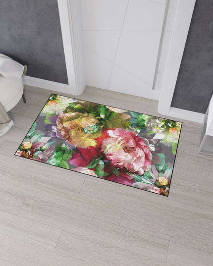 Elegant Vintage Floral Area Rug with Stylish Black Border and Non-Slip Backing